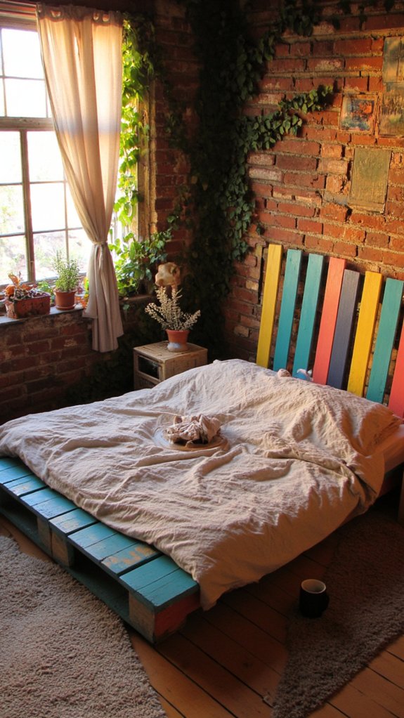 colorful pallet bed decor