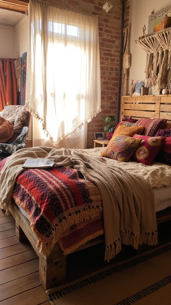 cozy bohemian pallet bed
