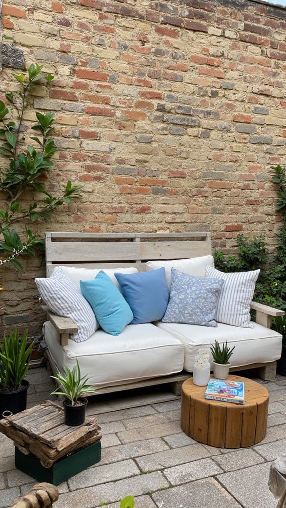 cozy colorful patio sofa
