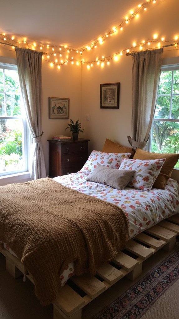 cozy lighting for pallet bed