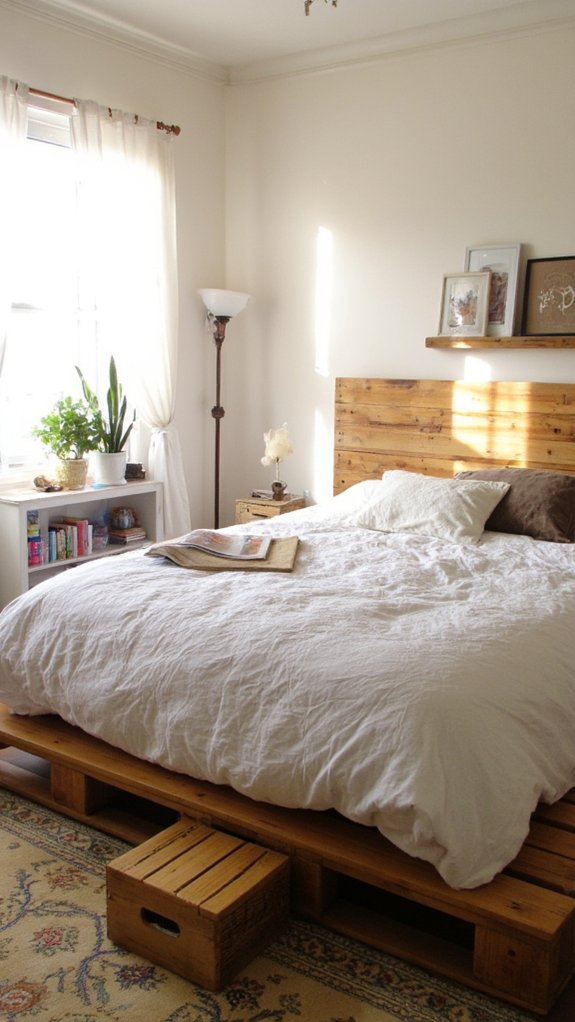 cozy low profile pallet bed