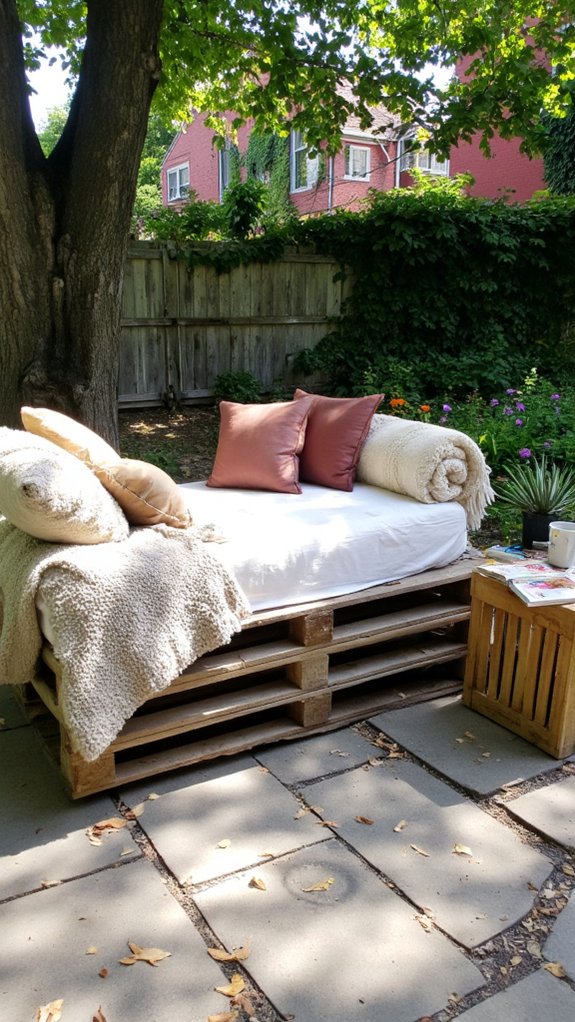 cozy outdoor pallet daybed