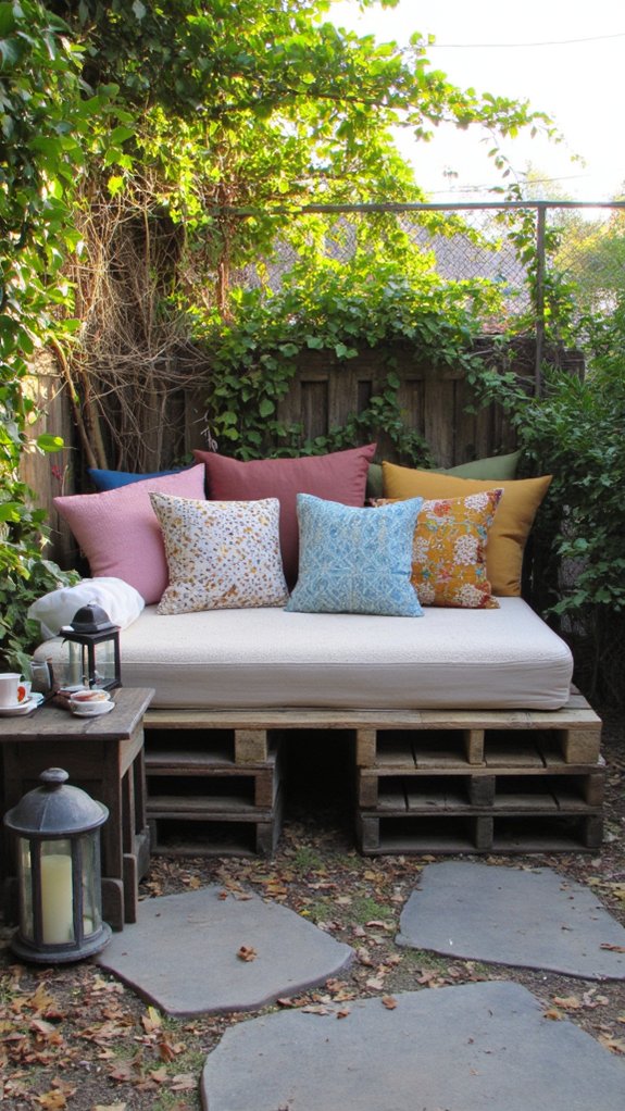 cozy outdoor pallet daybed