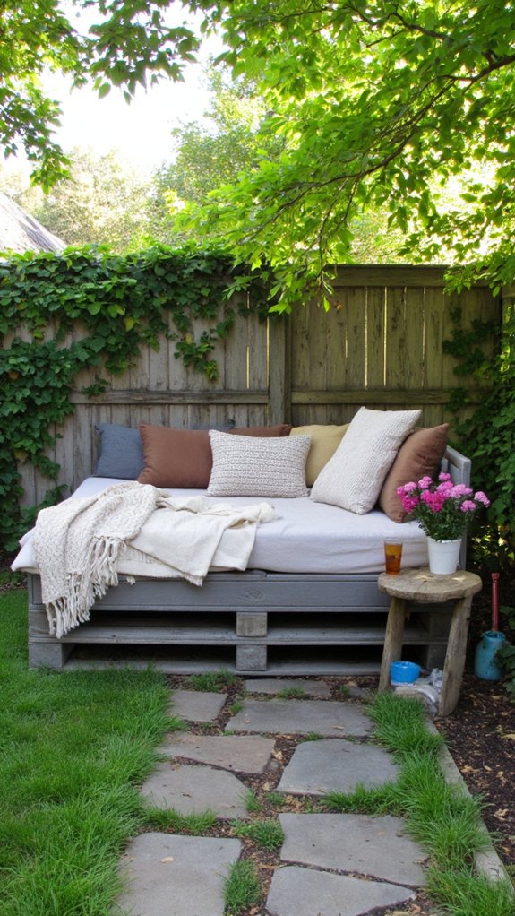 cozy outdoor pallet daybed