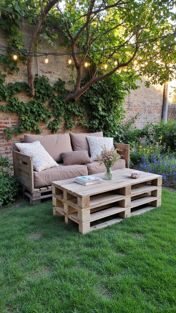 cozy outdoor pallet sofa