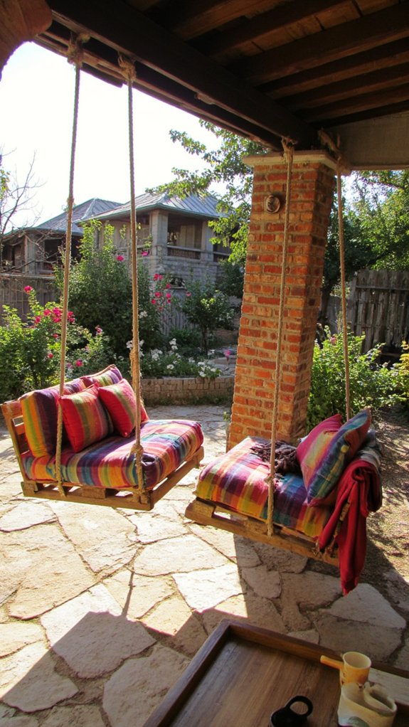cozy outdoor pallet swings