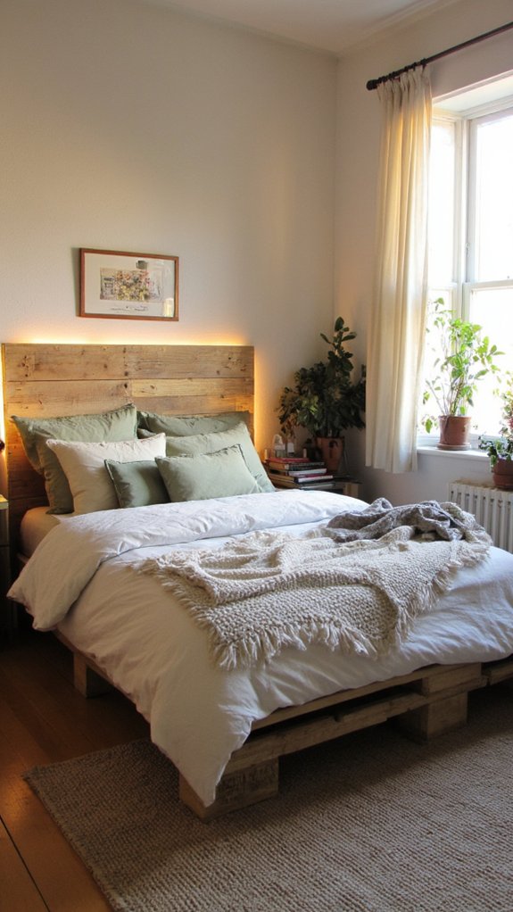 cozy pallet bed lighting