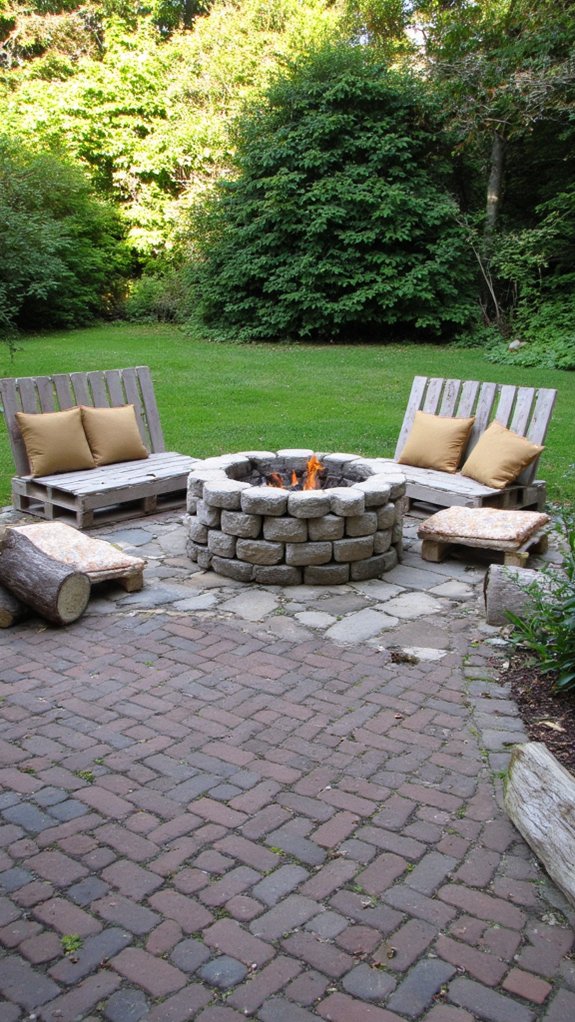 cozy pallet fire pit area
