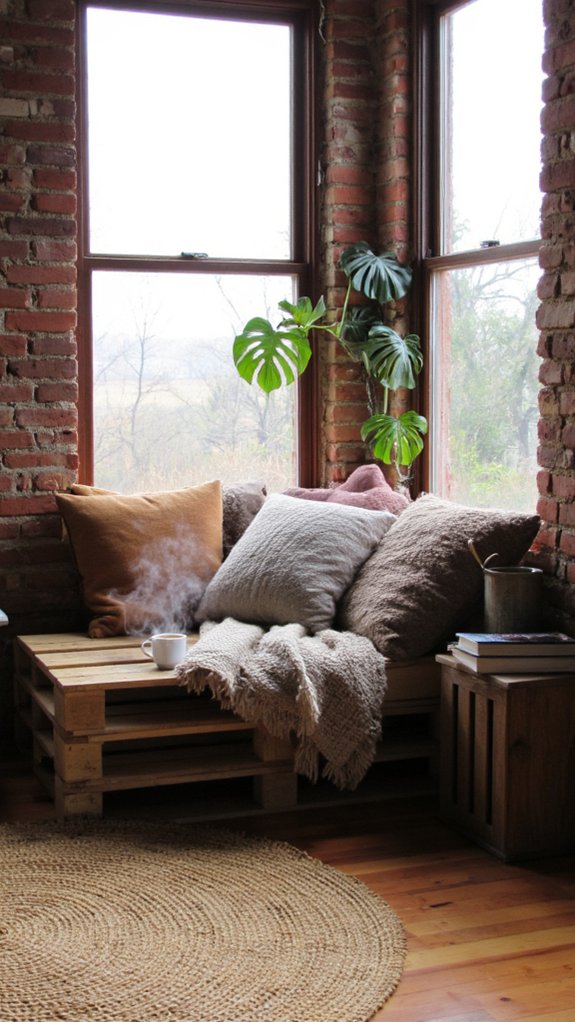 cozy pallet seating nook