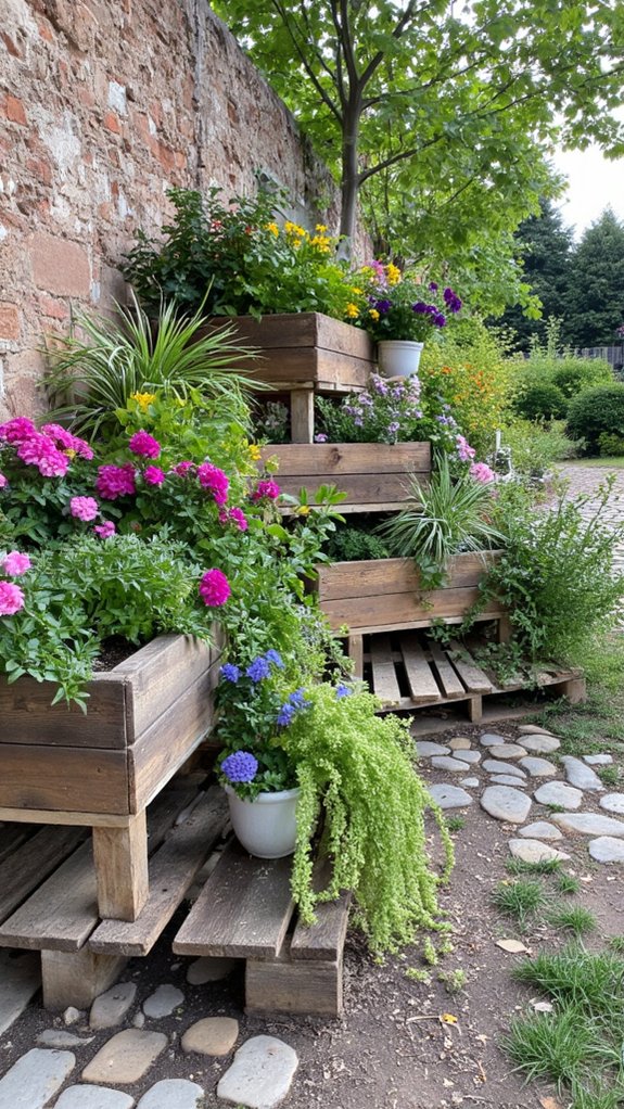 diy colorful pallet planters