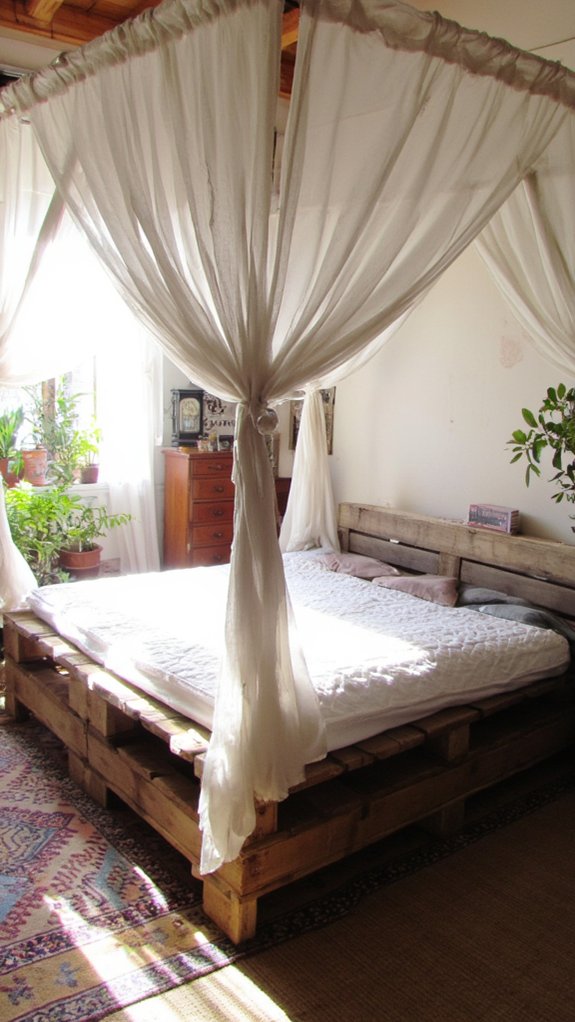 dramatic canopy pallet bed