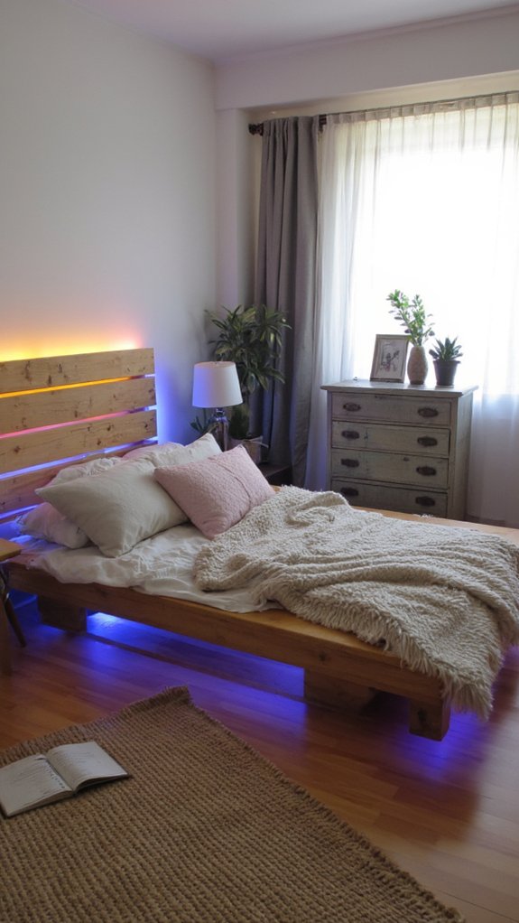 modern bed with leds