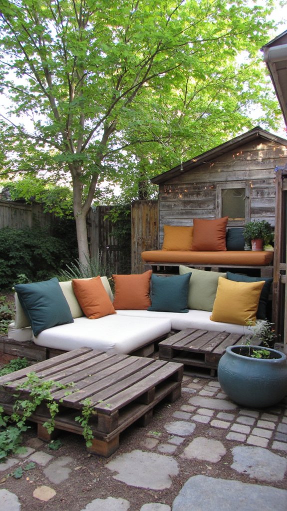 multi level pallet seating area