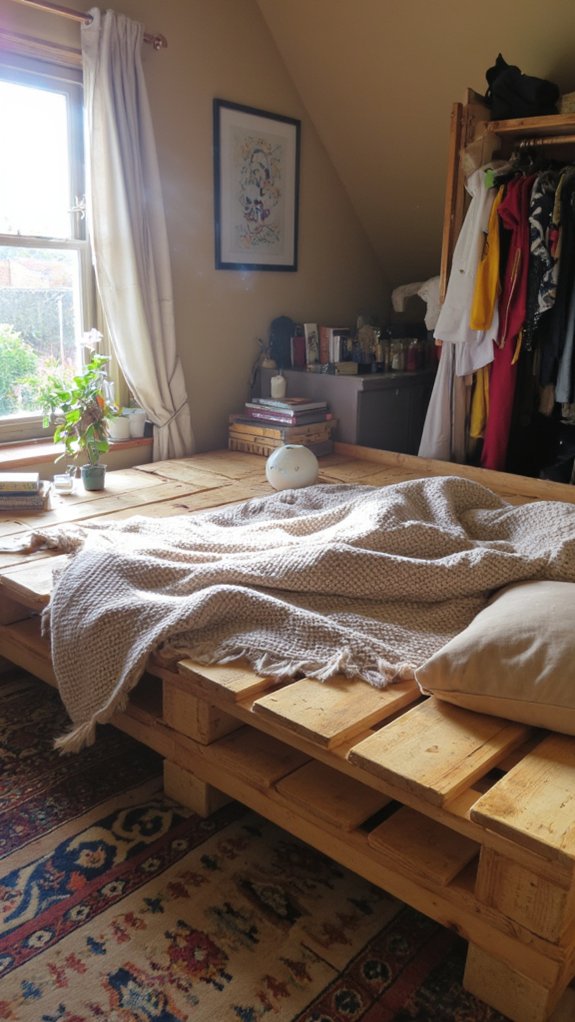 pallet bed frame nightstands