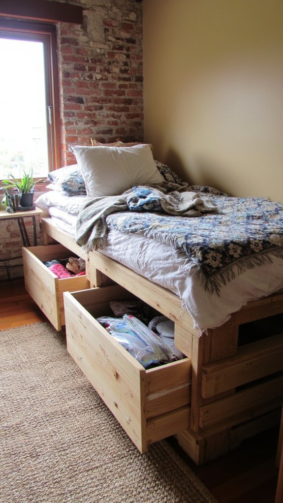 pallet bed storage drawers