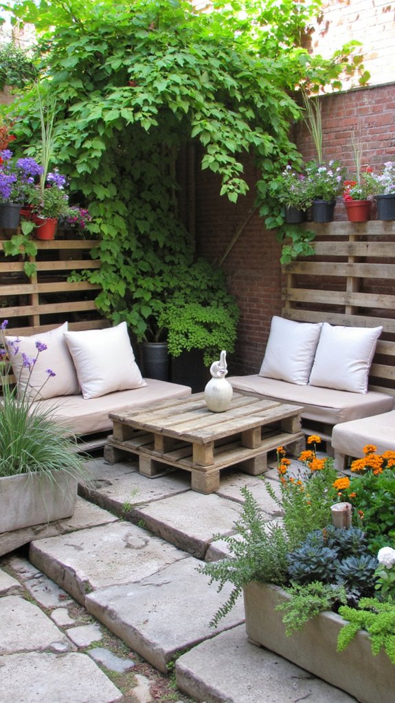 pallet seating with planters