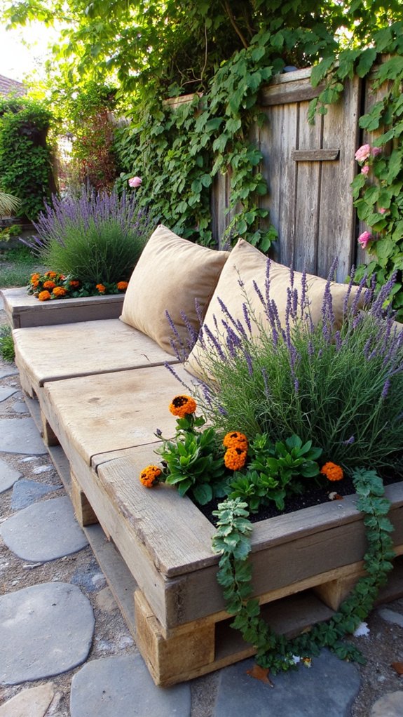 pallet sofas with planters