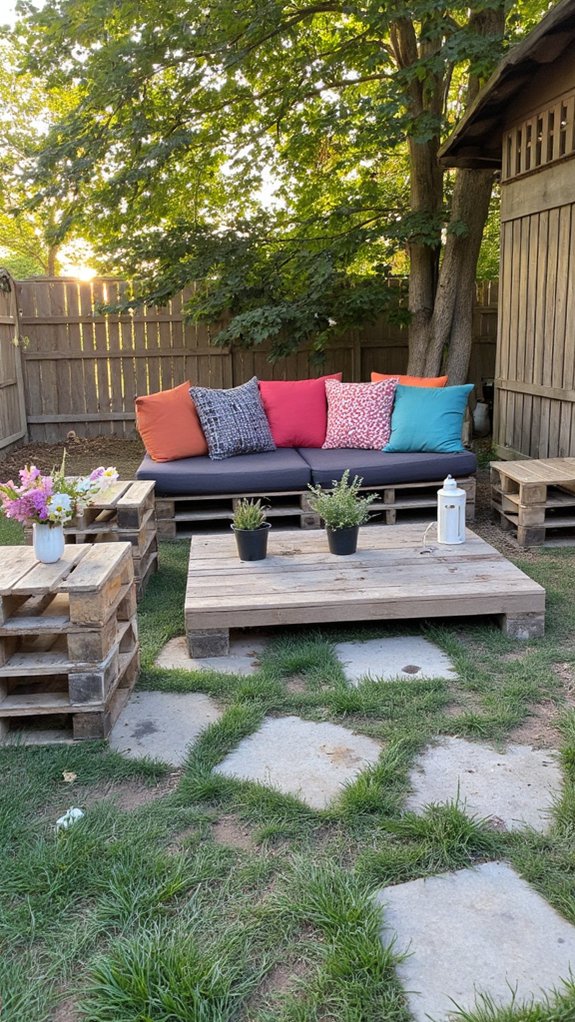 pallet tables enhance outdoor seating