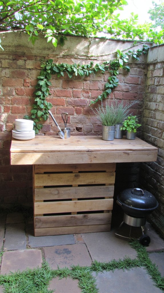 pallets create outdoor kitchen