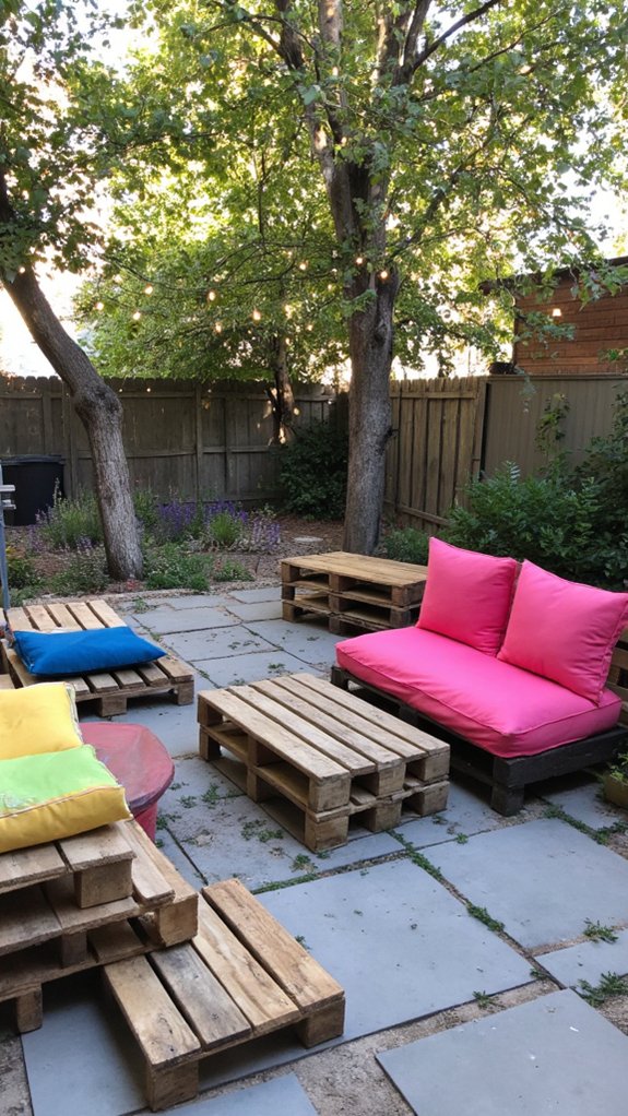 pallets define outdoor spaces