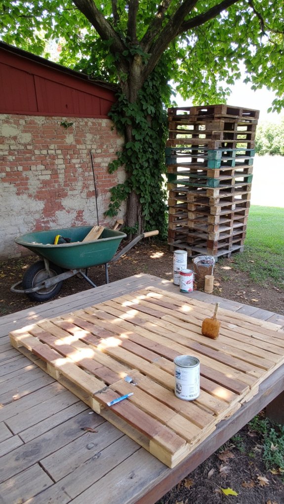 sanding and staining pallets