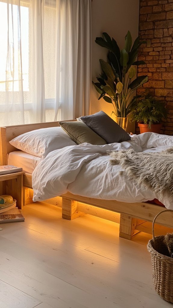 sleek bed frame lighting