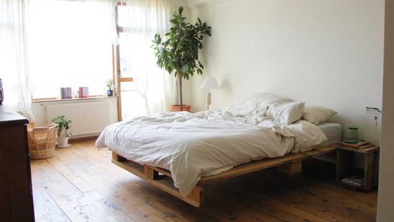 sleek minimalistic floating beds