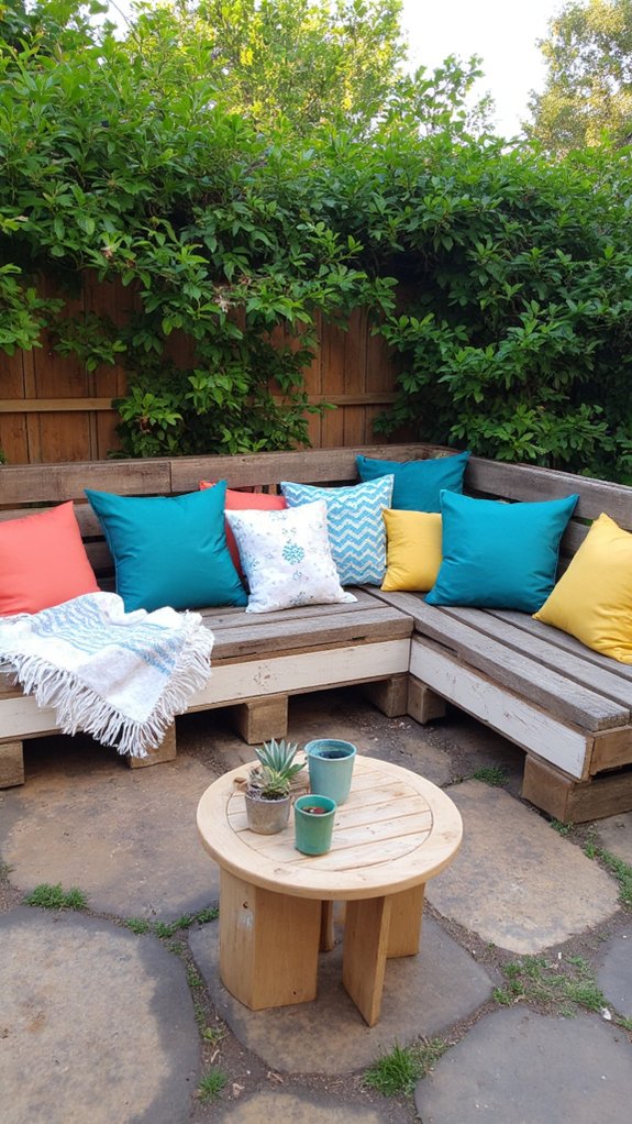 vibrant outdoor cushions layered