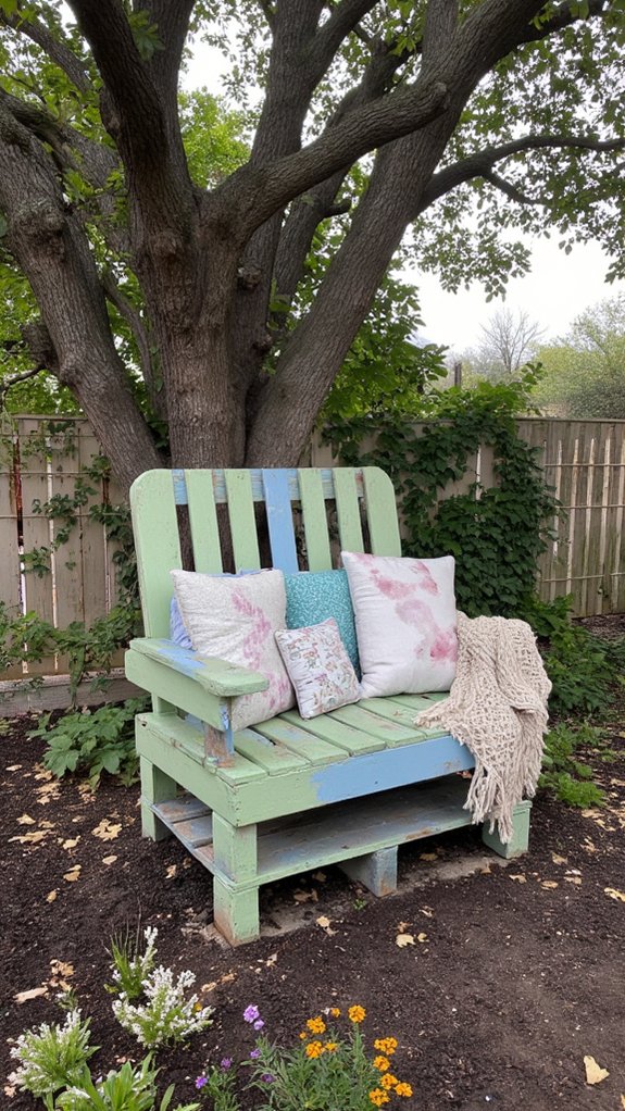 whimsical rustic pallet bench