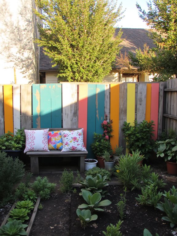 colorful diy pallet fence
