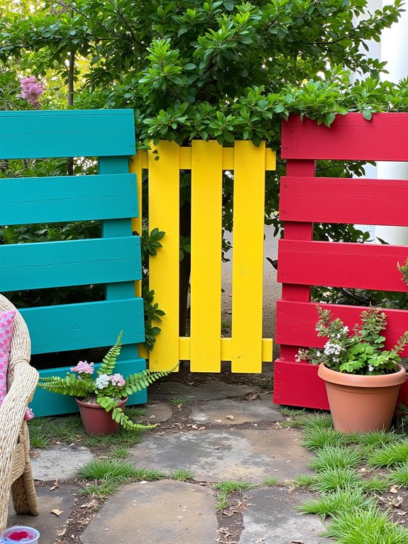 colorful pallet fence makeover