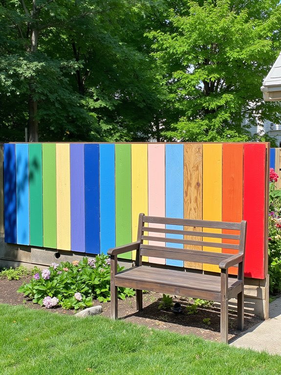 colorful pallet fence transformation