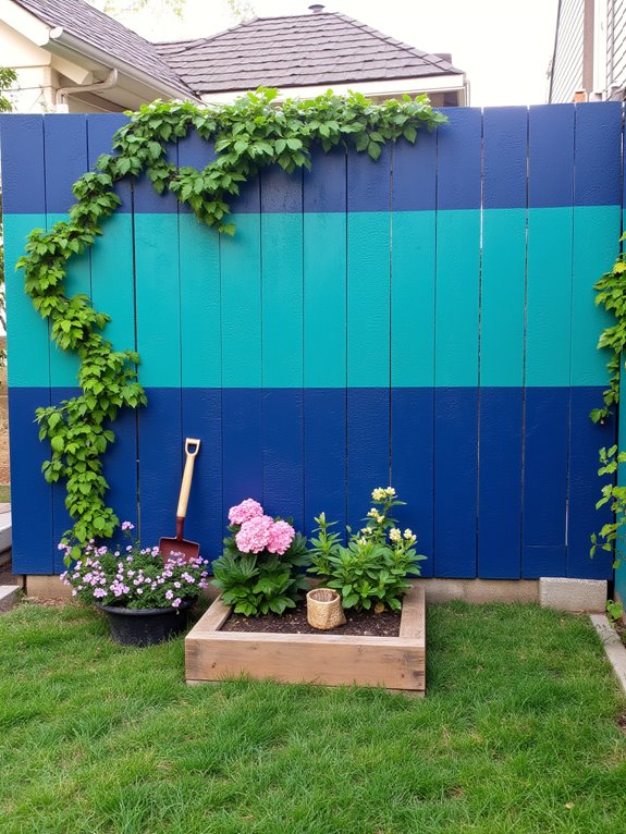 colorful pallet fence transformation
