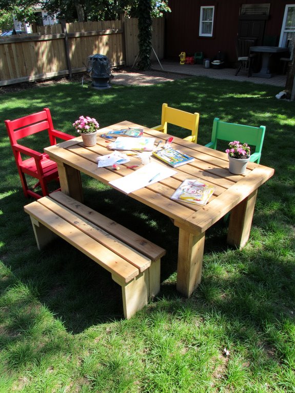 colorful sturdy rustic table
