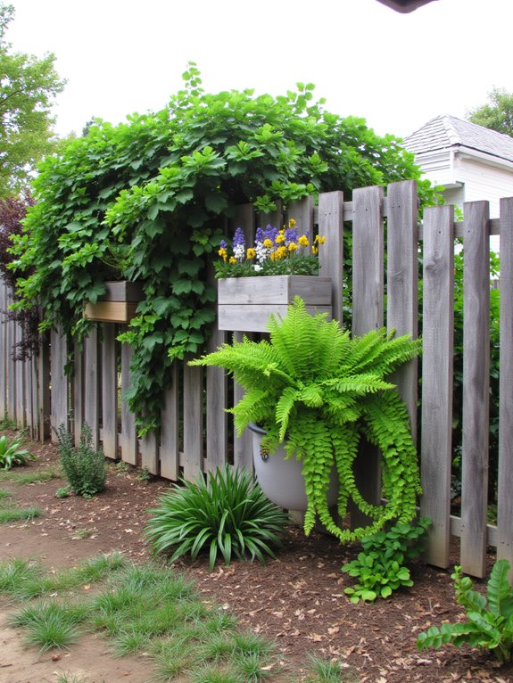 greenery enhances pallet fence