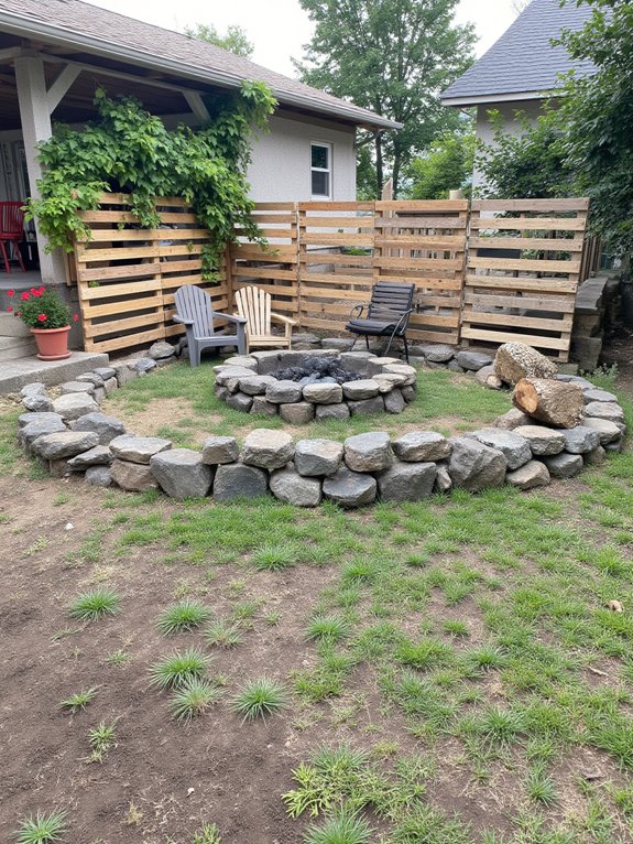 pallet fence around firepit