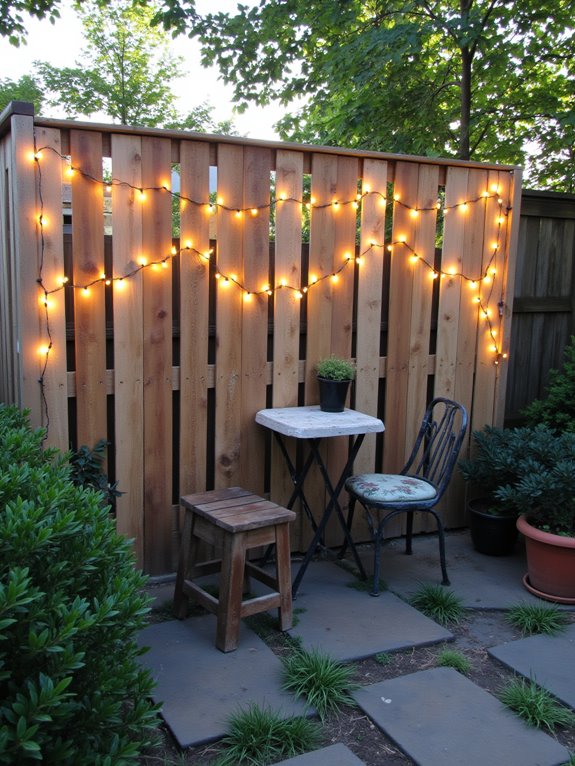 pallet fence lighting design