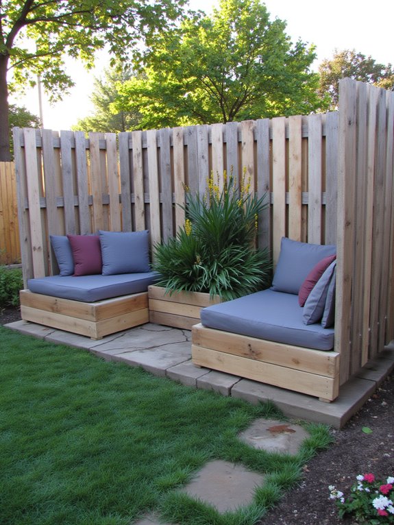pallet fence with seating