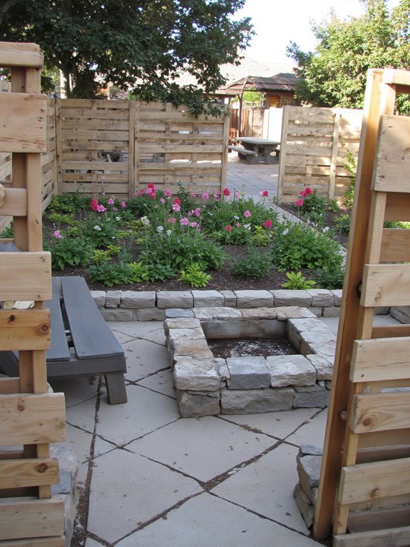 pallet fences define outdoor zones