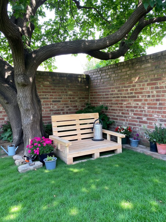 pallet garden bench creation
