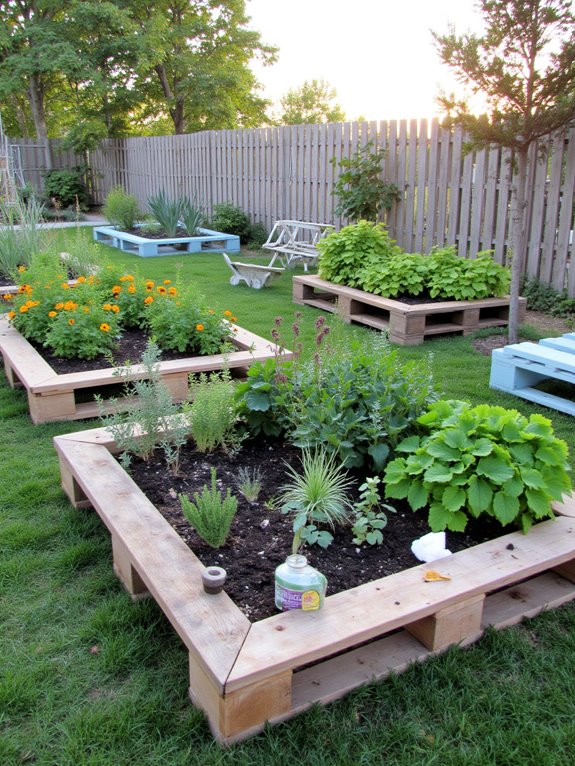pallets enhance raised gardens