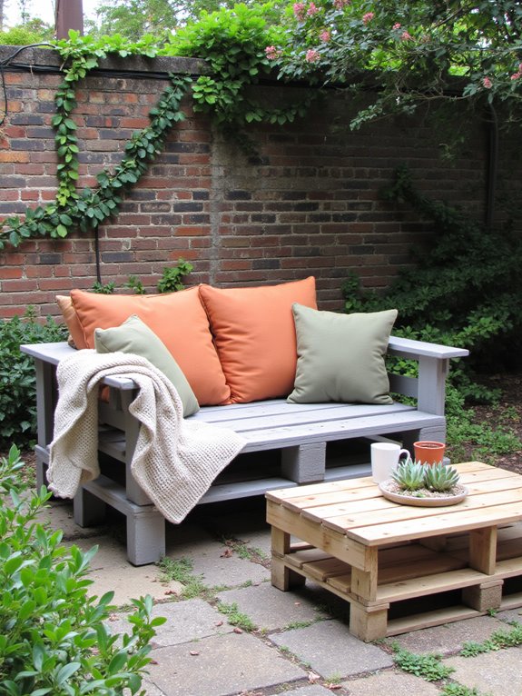 pallets transformed into sofa