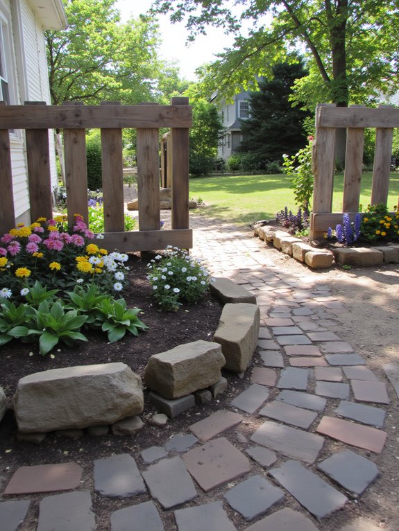 recycled pallet flower border