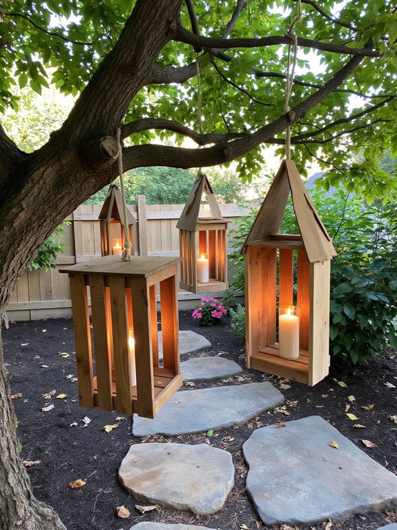 repurposed pallet lanterns glow