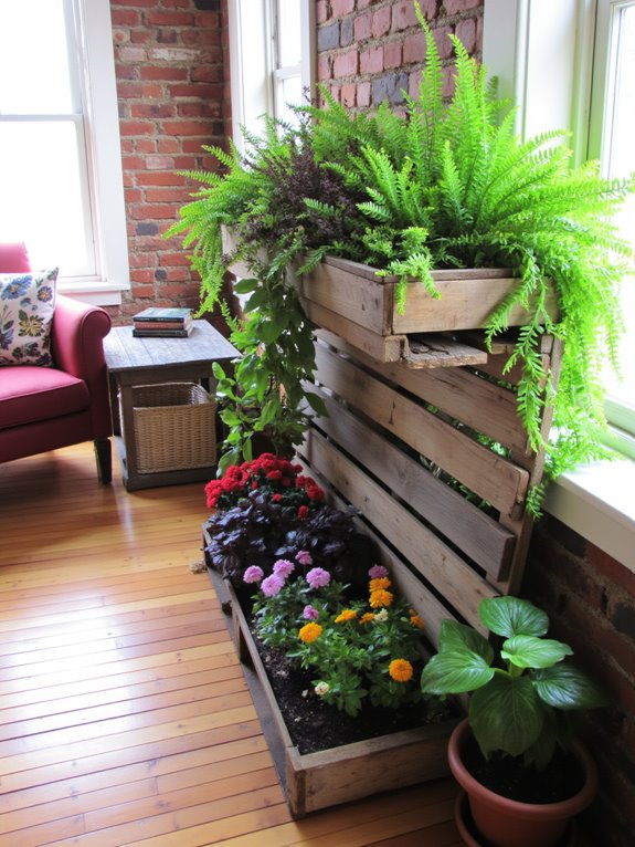 rustic indoor pallet planters