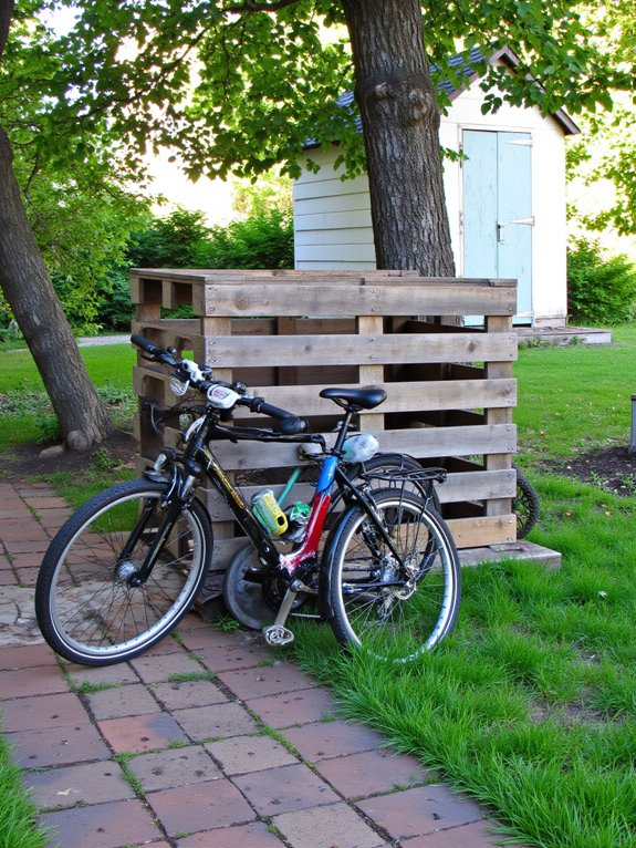 rustic pallet bike storage