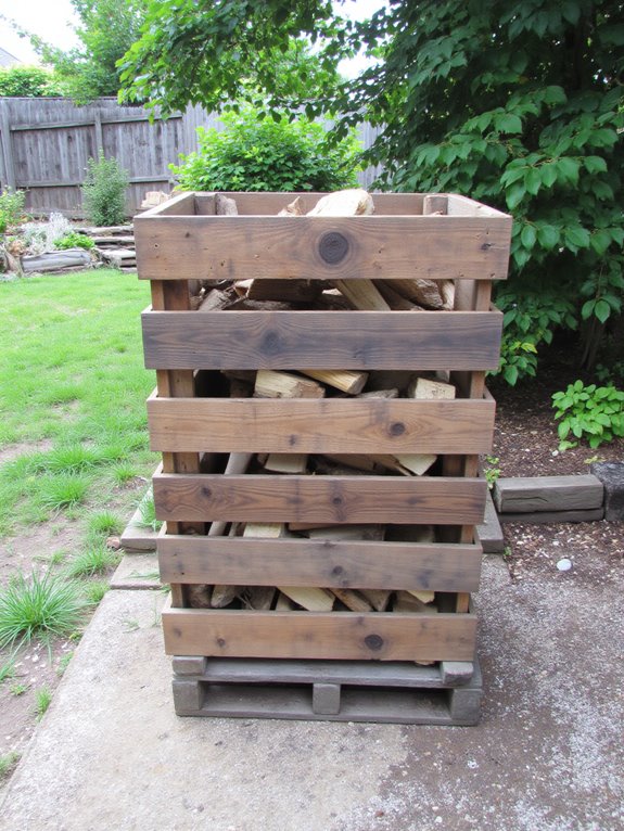 rustic pallet firewood holder