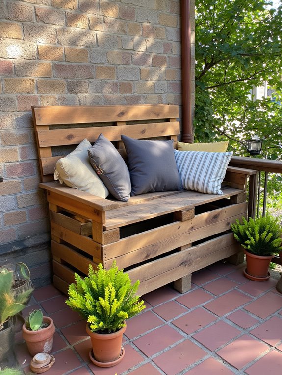 rustic pallet storage bench