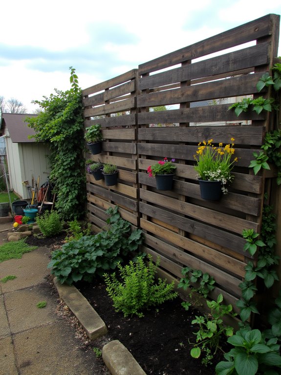 rustic vertical garden fence