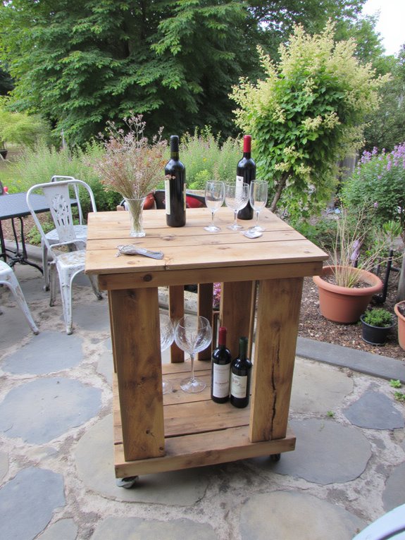rustic wood pallet bar cart